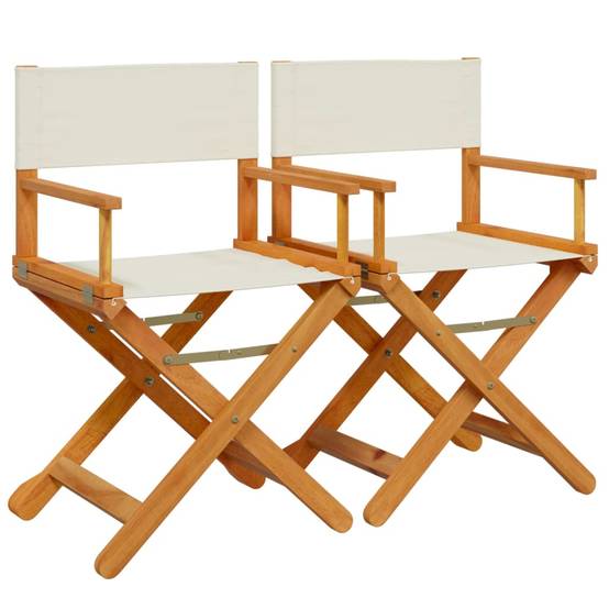 Lot de 2 Chaises de jardin pliables - Chaises d'extérieur - Chaise pliante de jardin blanc crème tissu-JU12471 - Image 1