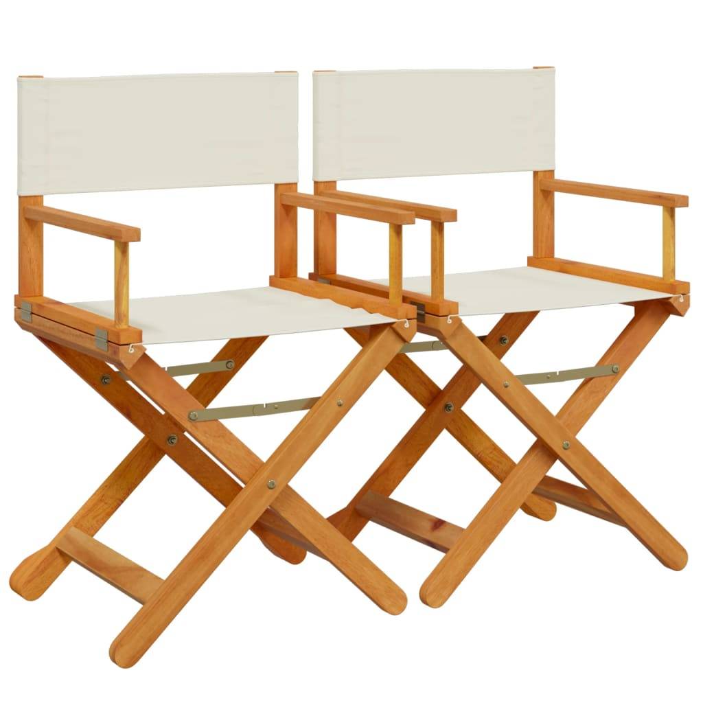 Lot de 2 Chaises de jardin pliables - Chaises d'extérieur - Chaise pliante de jardin blanc crème tissu-JU12471 - Image 1