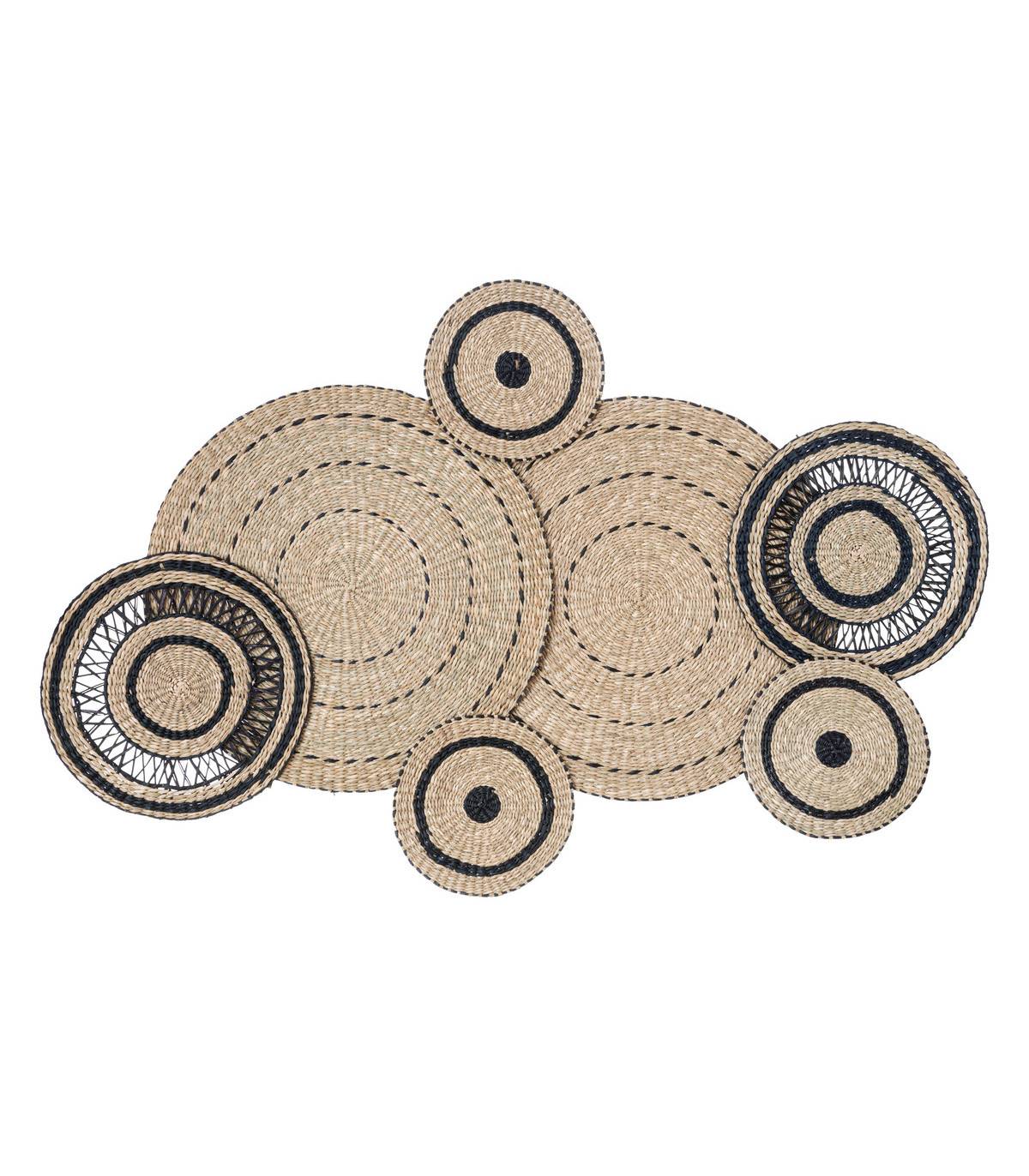 Déco murale Disques en paille tressée et métal 115 x 72 cm - Imagen 1