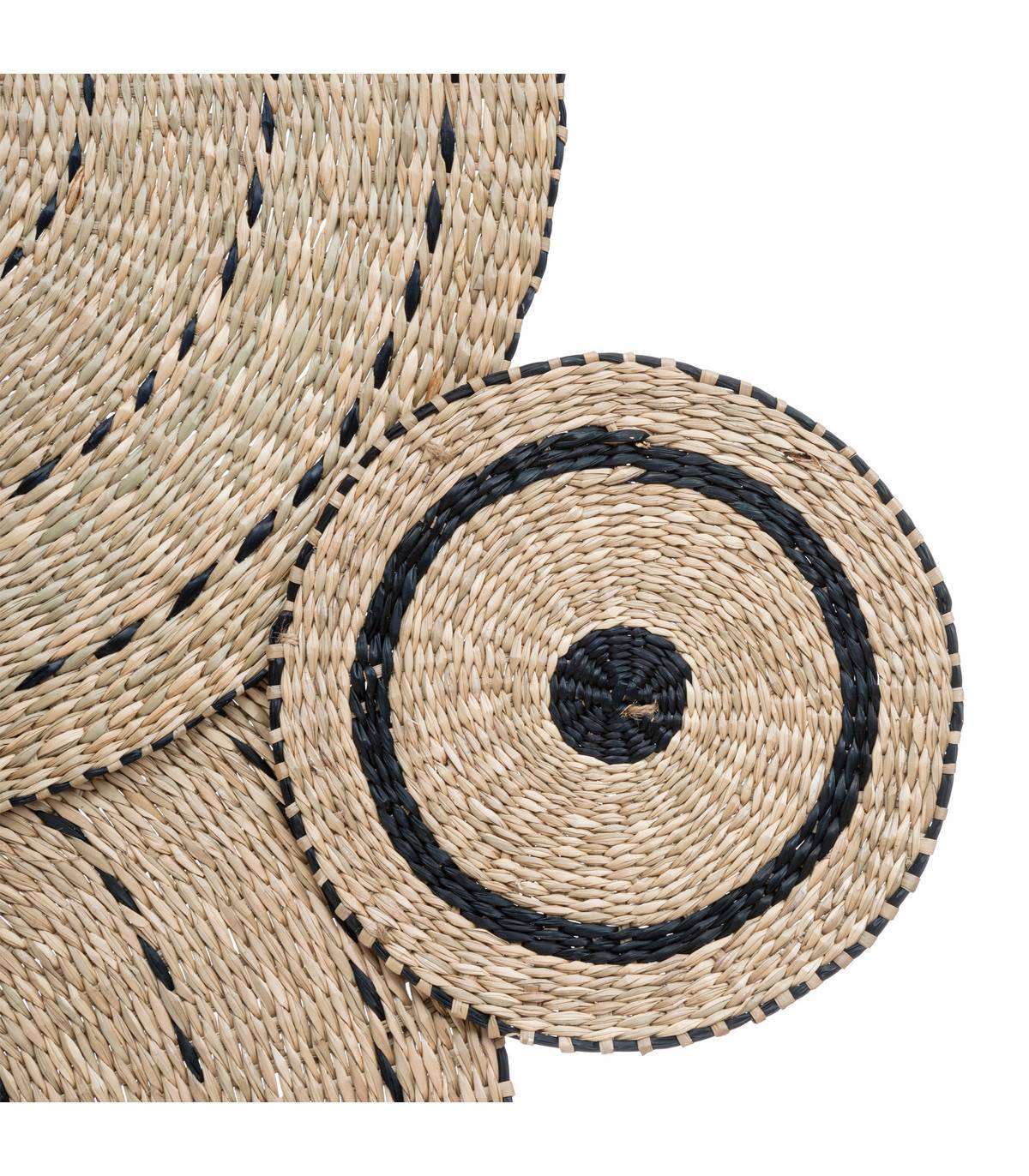 Déco murale Disques en paille tressée et métal 115 x 72 cm - Imagen 2