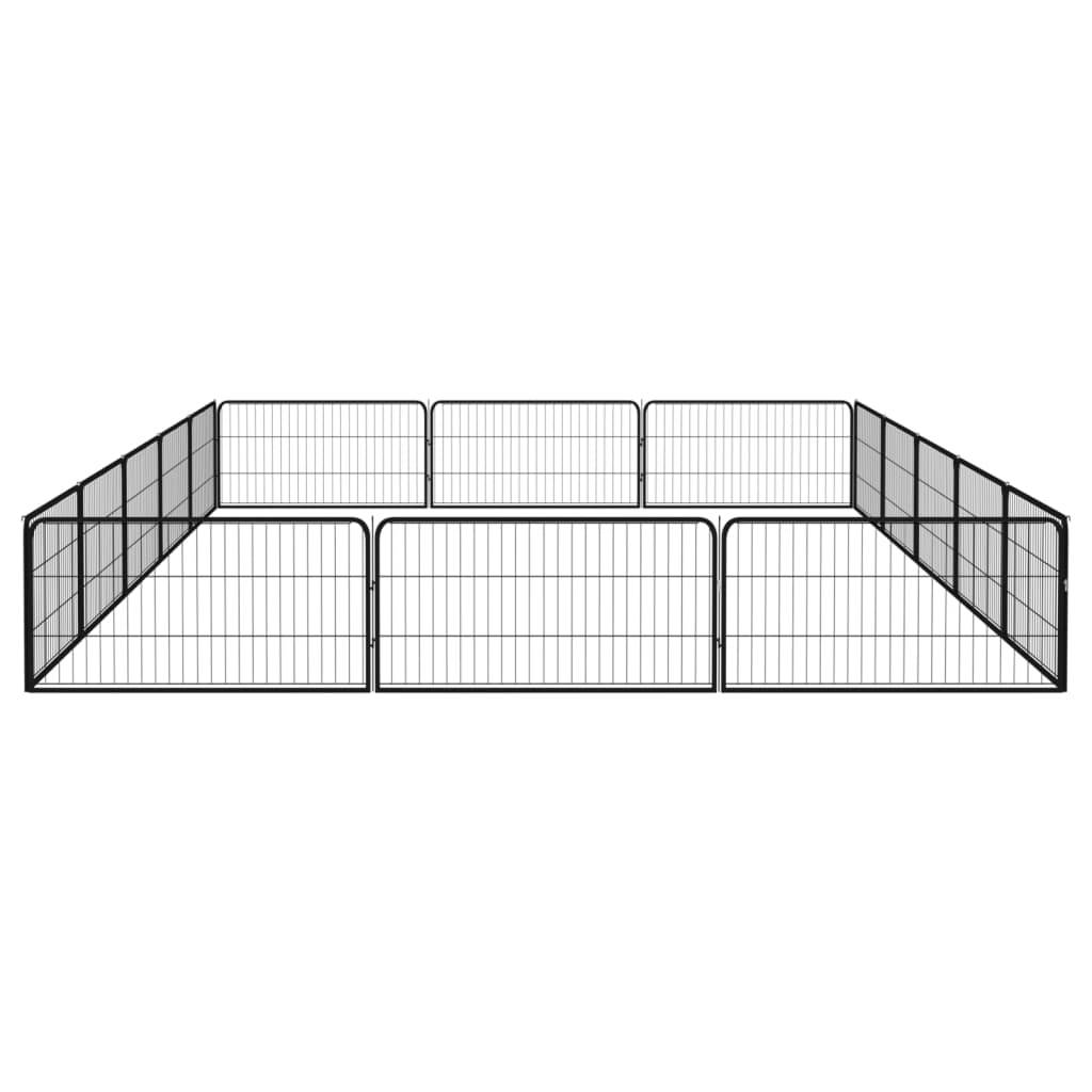 Vidaxl - Parc pour chien 16panneaux Noir 100x50cm Acier enduit de poudre vidaXL 3115969 - Imagen 5
