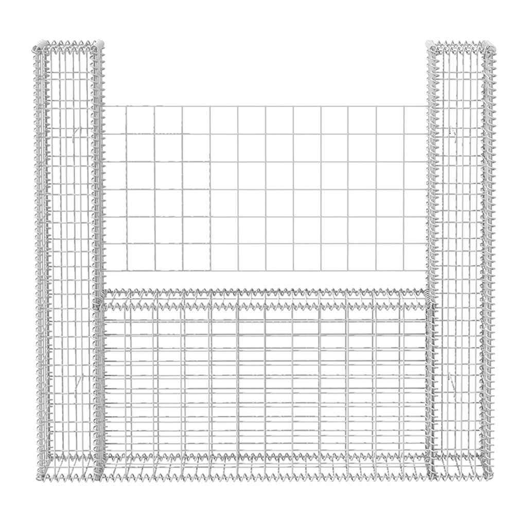 Panier de gabion en forme de U Acier galvanisé Argenté 160 x 20 x 150 cm - PANGIVO - Image 4