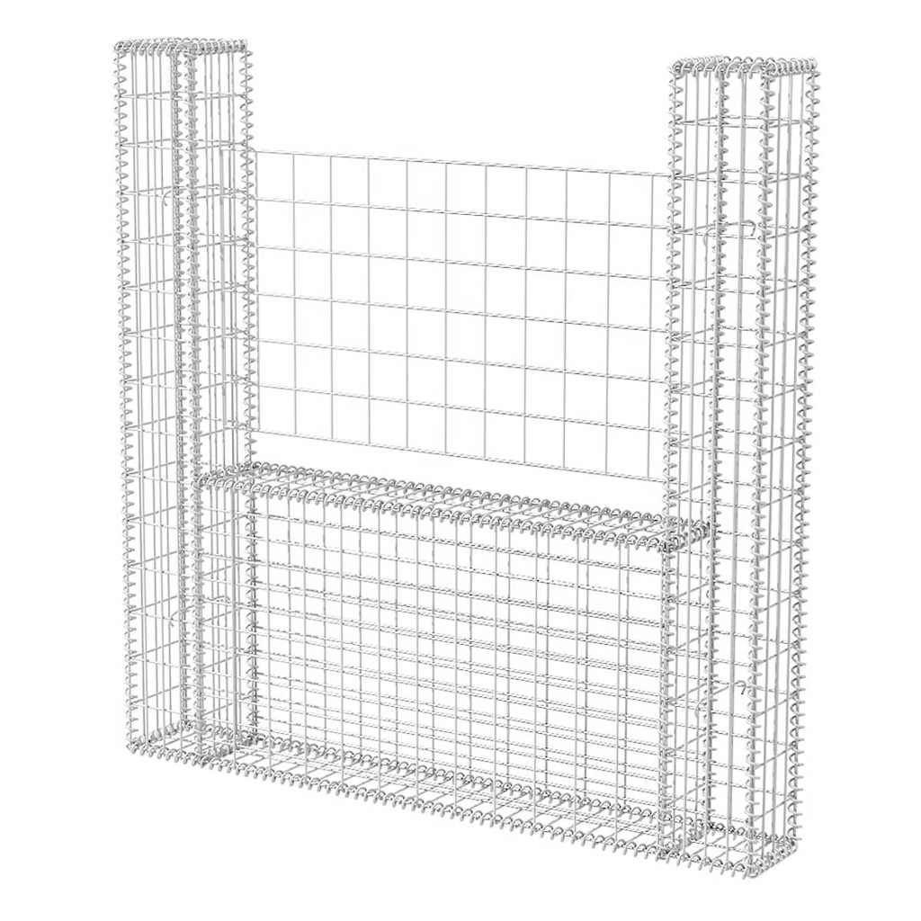 Panier de gabion en forme de U Acier galvanisé Argenté 160 x 20 x 150 cm - PANGIVO - Image 2