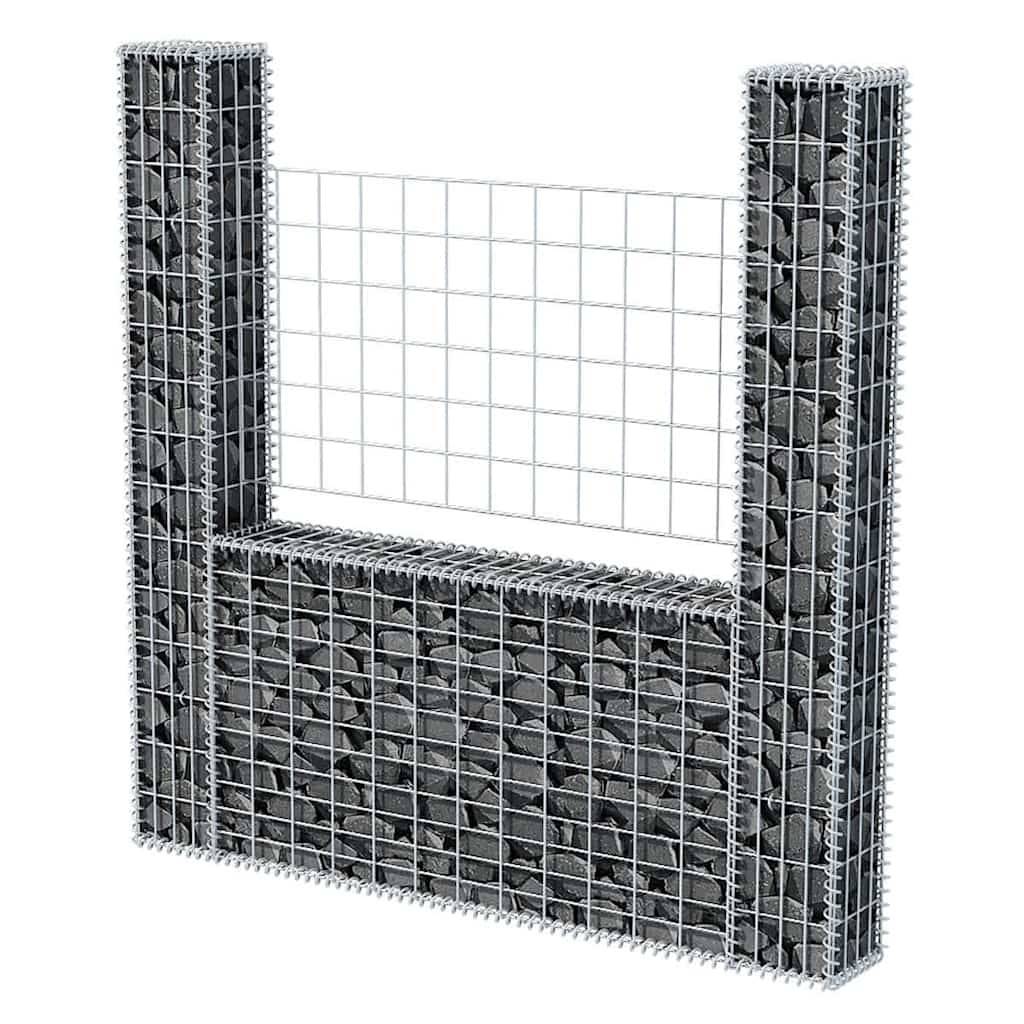 Panier de gabion en forme de U Acier galvanisé Argenté 160 x 20 x 150 cm - PANGIVO - Image 3