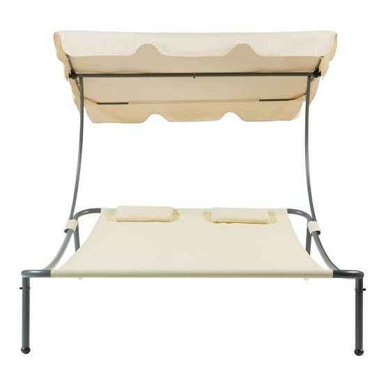Casa.Pro - Tumbona doble Avigliano con toldo de acero lacado en poliéster 200 x 173 x 146 cm beige casa.pro - Imagen 5