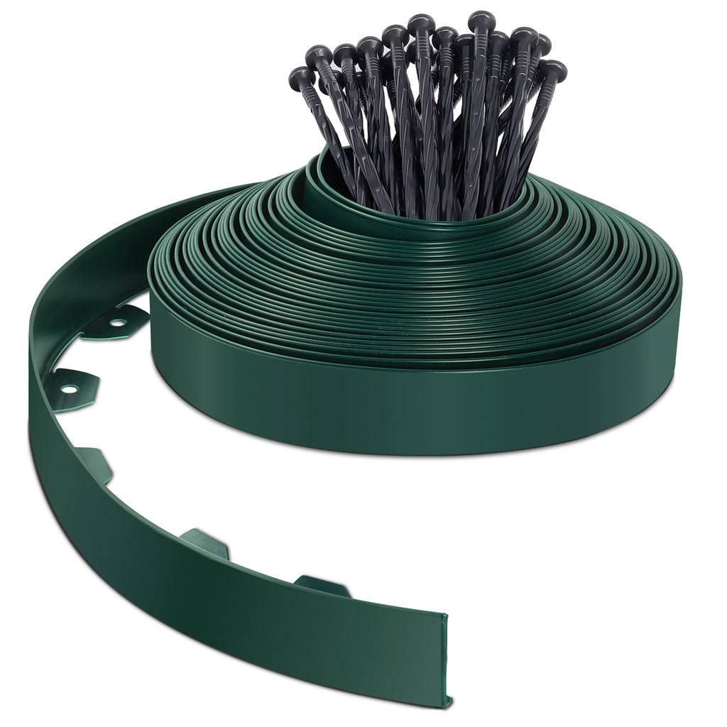 Bordure de jardin flexible en PVC 20m avec 40 piquets - hauteur 5cm - vert - Imagen 1