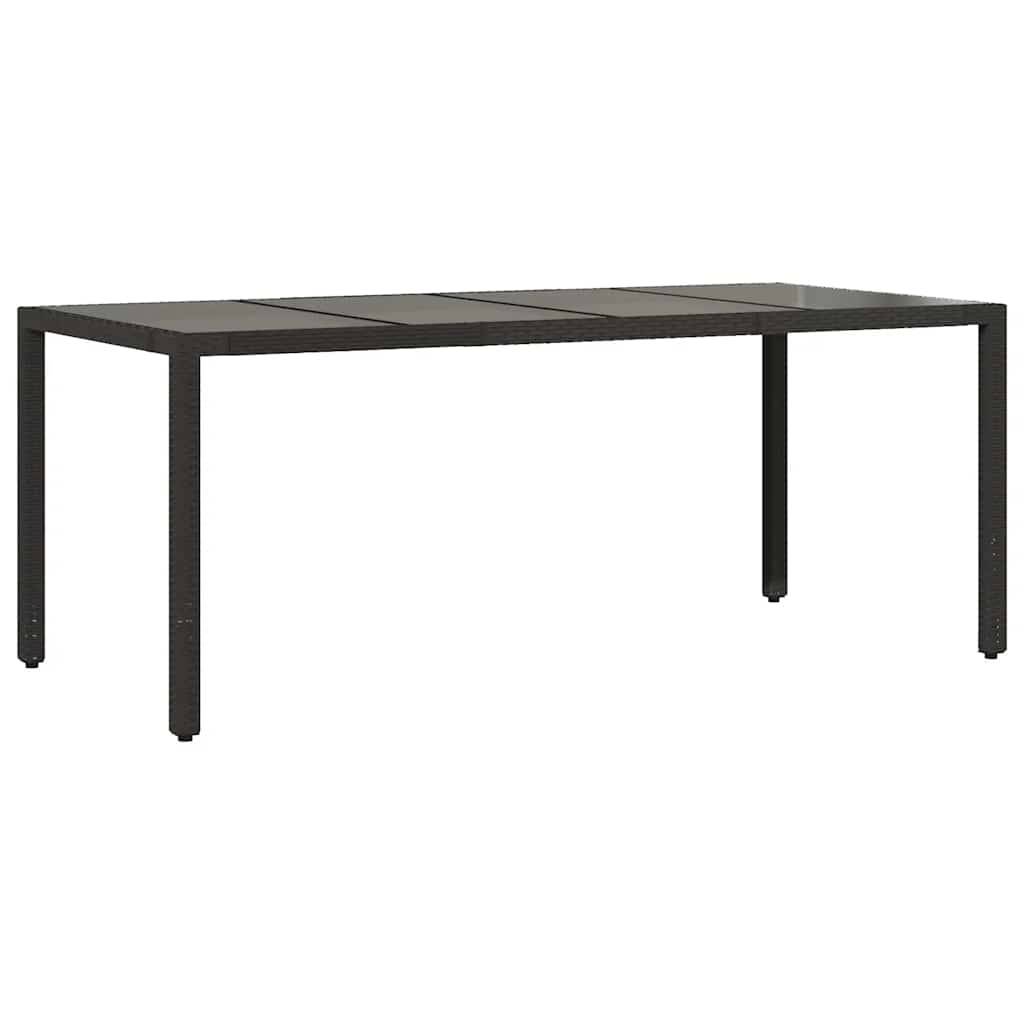 PANGIVO - Table de jardin résine tressée verre trempé noir 190 x 90 x 75 cm, Poids :27.8kg - PANGIVO - Image 2