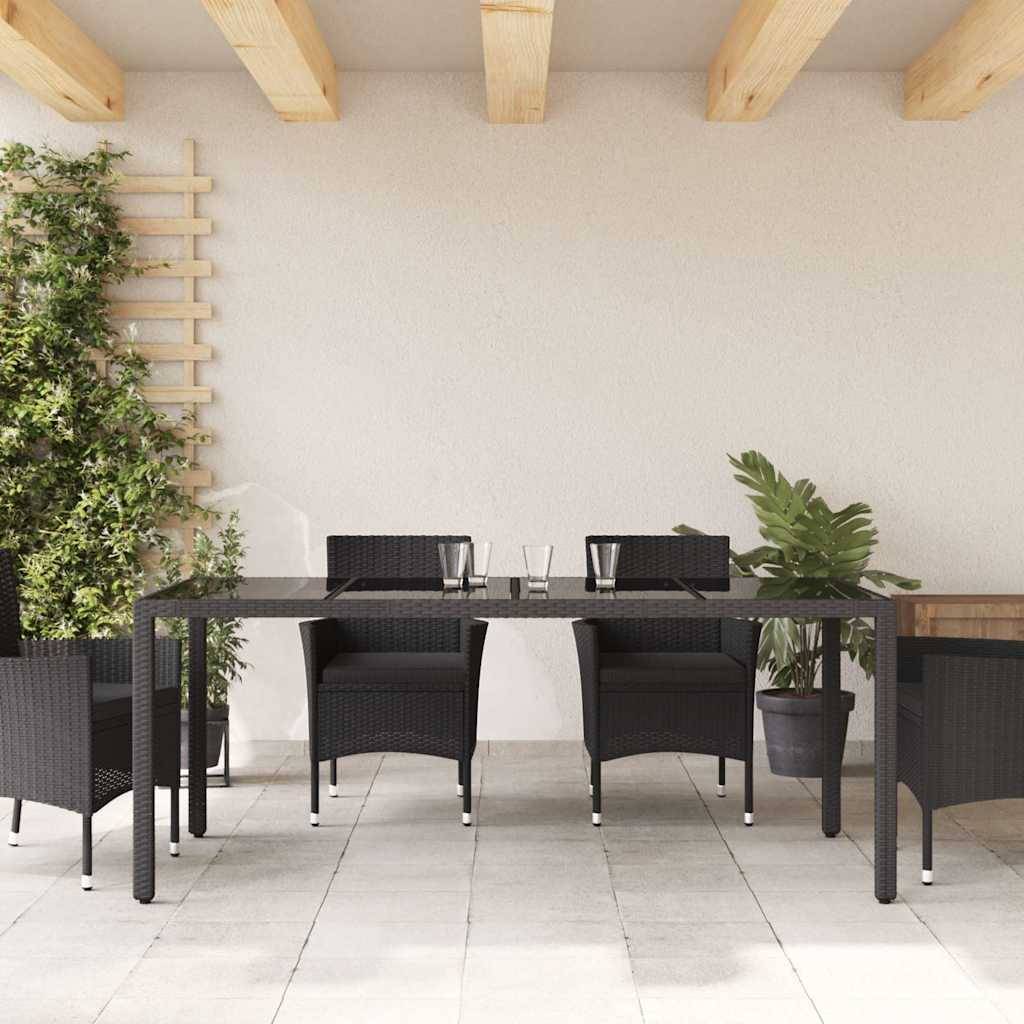 PANGIVO - Table de jardin résine tressée verre trempé noir 190 x 90 x 75 cm, Poids :27.8kg - PANGIVO - Image 3