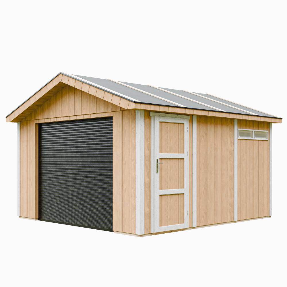 Timbela - Garage Qualité Premium 13 m² - L378xl412 cm - garage pour moto, vélos, machines de jardinage - Abri de jardin Timbela M990B-HARVEST HONEY - Image 1