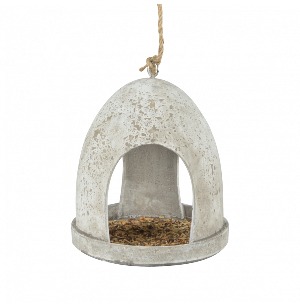 Mangeoire à oiseaux ronde en résine vieillie - D 19 cm x H 21,9 cm - Image 2