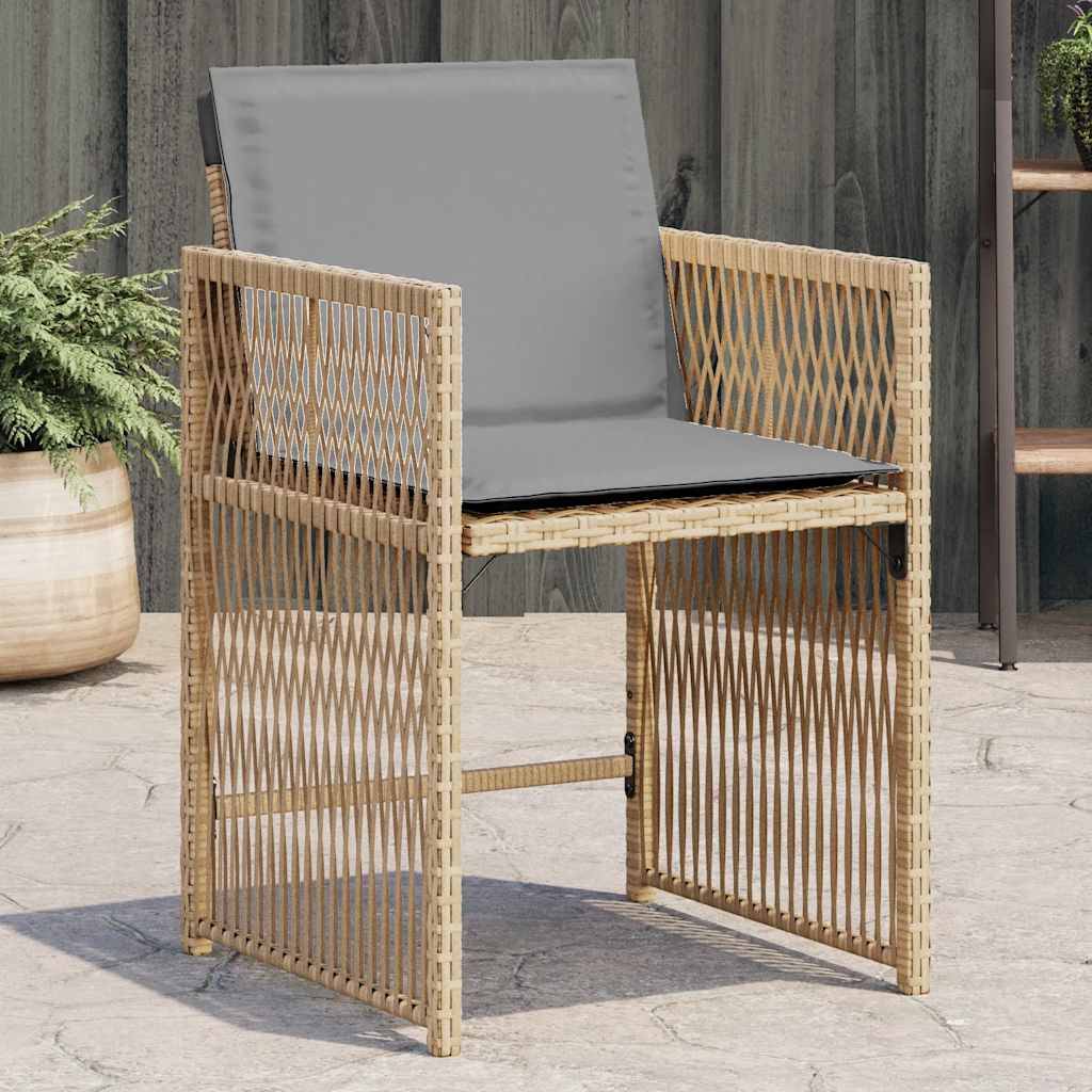 Chaises de jardin résine tressée beige avec coussins 50,5 x 54 x 79 cm, Poids :24.5kg - PANGIVO - Image 1