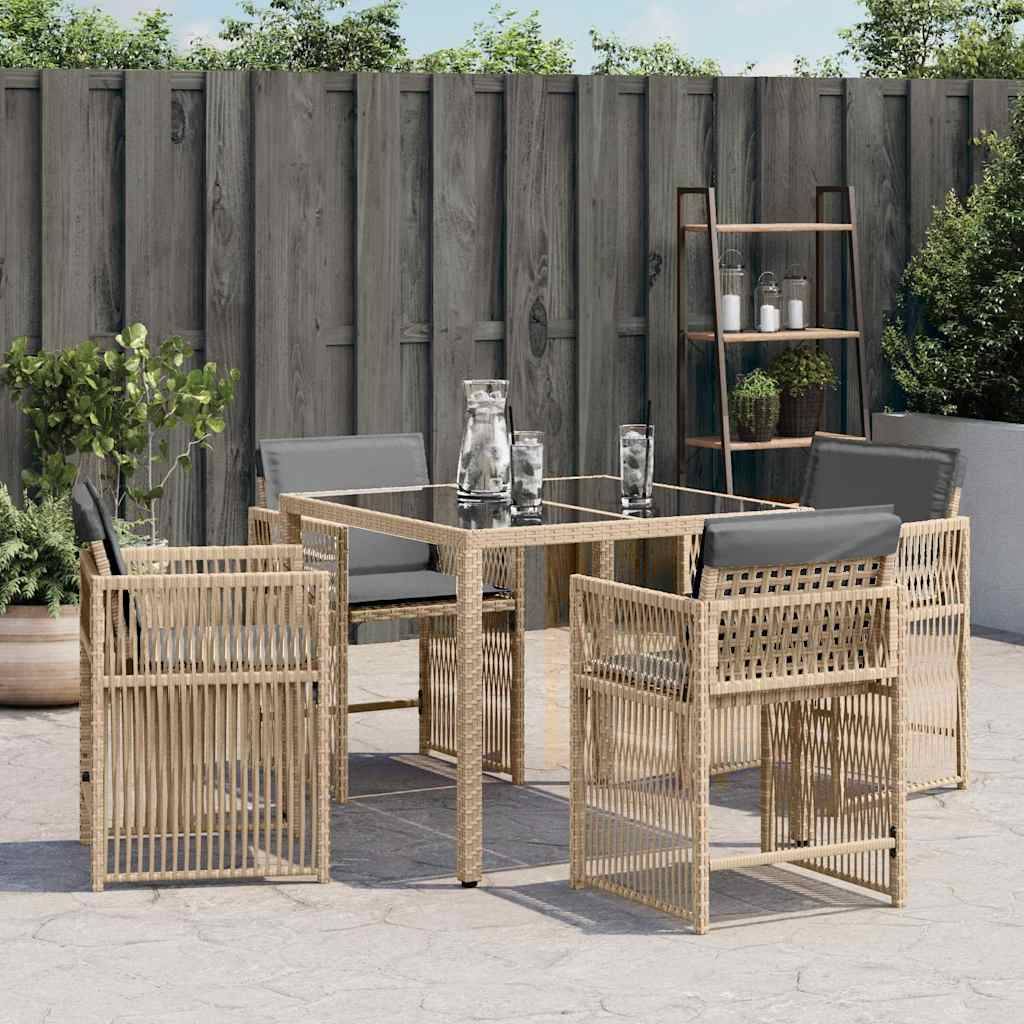 Chaises de jardin résine tressée beige avec coussins 50,5 x 54 x 79 cm, Poids :24.5kg - PANGIVO - Image 3