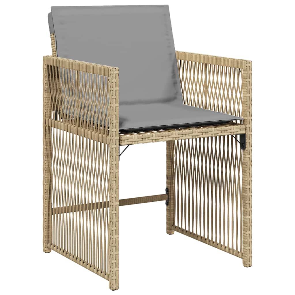Chaises de jardin résine tressée beige avec coussins 50,5 x 54 x 79 cm, Poids :24.5kg - PANGIVO - Image 4