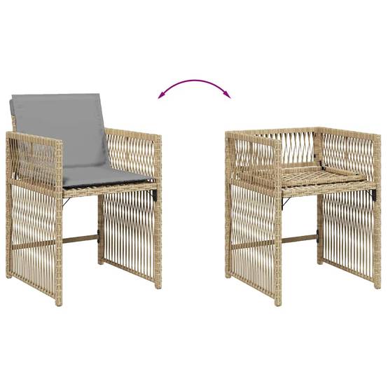 Chaises de jardin résine tressée beige avec coussins 50,5 x 54 x 79 cm, Poids :24.5kg - PANGIVO - Image 8