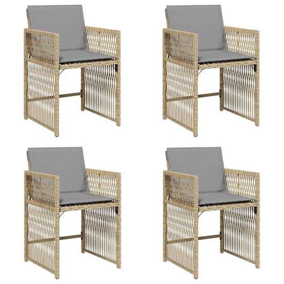 Chaises de jardin résine tressée beige avec coussins 50,5 x 54 x 79 cm, Poids :24.5kg - PANGIVO - Image 2