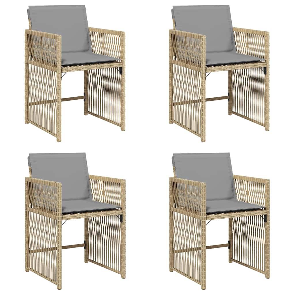 Chaises de jardin résine tressée beige avec coussins 50,5 x 54 x 79 cm, Poids :24.5kg - PANGIVO - Image 2