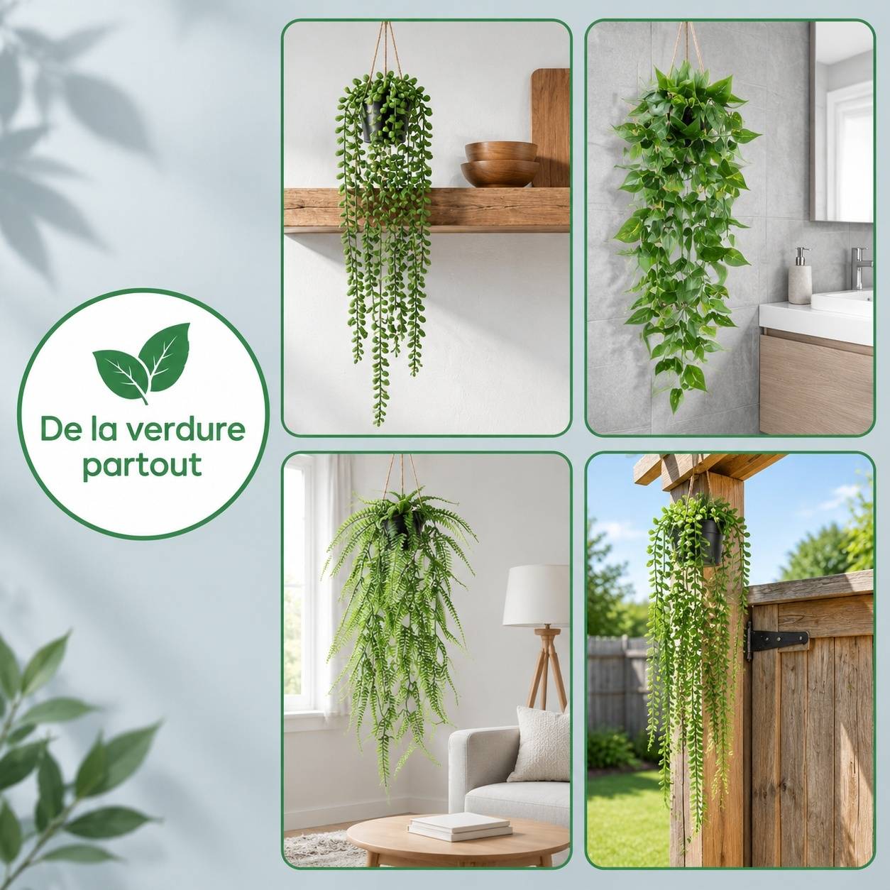 4 Pièces Plantes Artificielles Fausses Tombantes Pots Déco Intérieur Extérieur Sans Entretien - Image 5