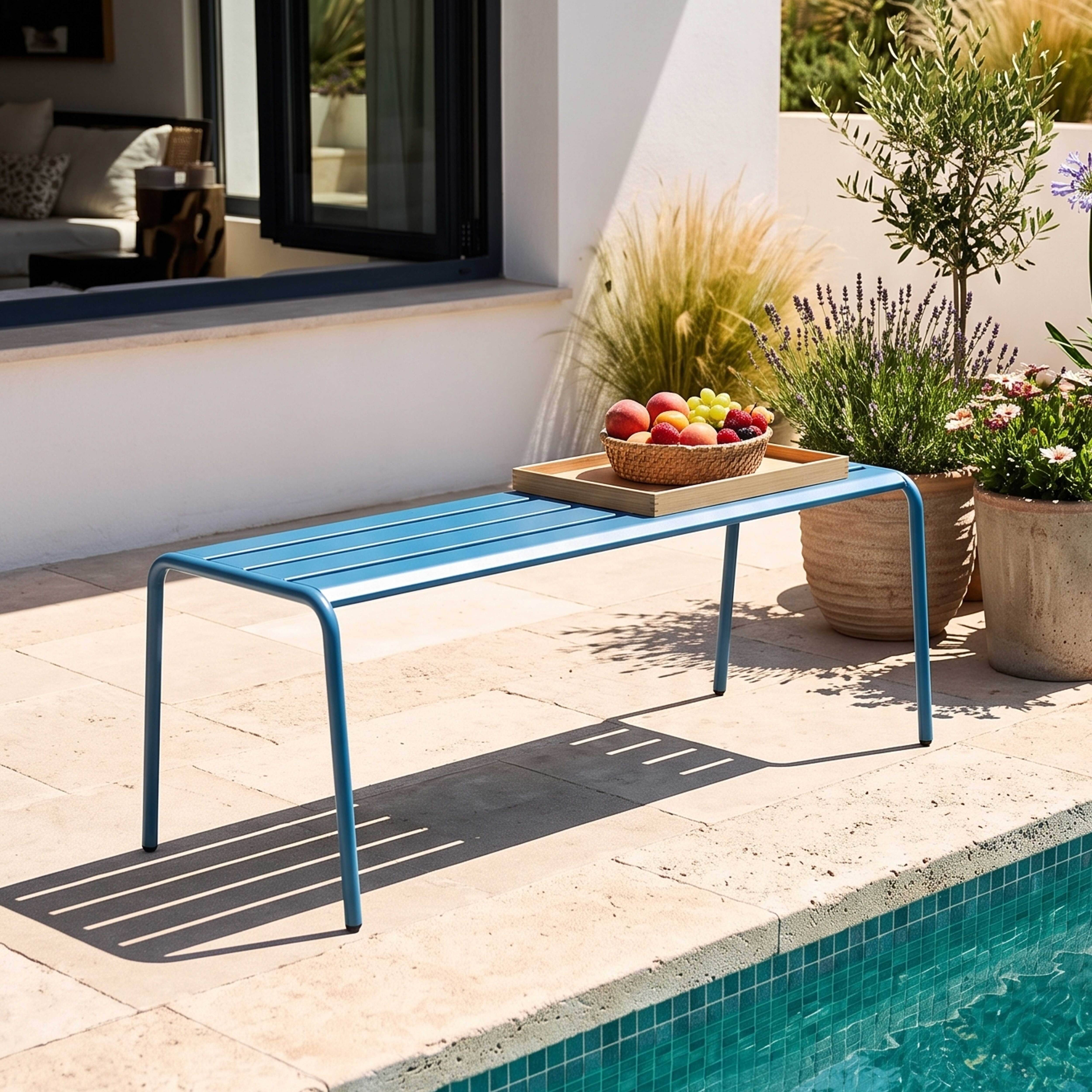Oviala - Banc de jardin en acier bleu pacific Palavas - Oviala - Imagen 2