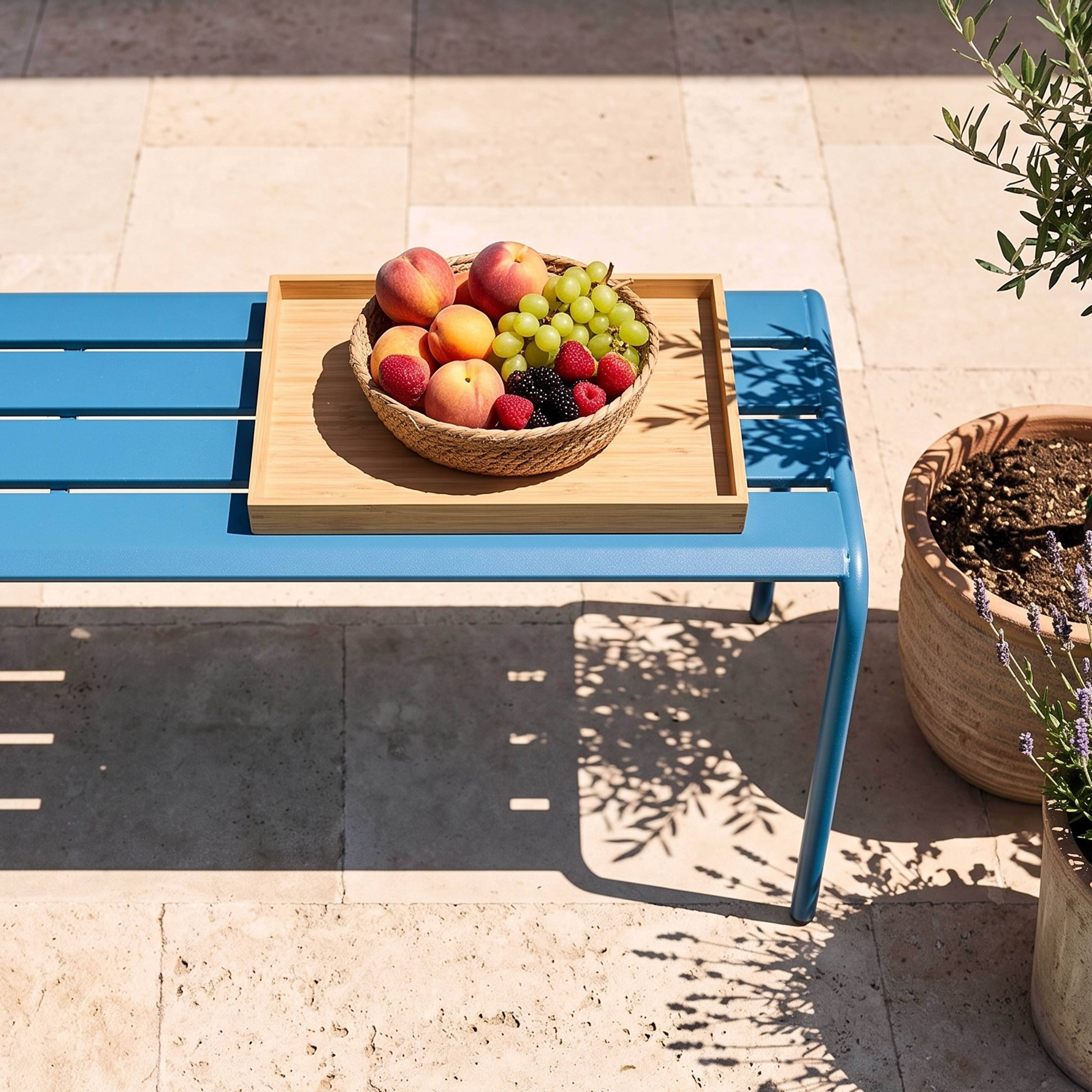 Oviala - Banc de jardin en acier bleu pacific Palavas - Oviala - Imagen 3