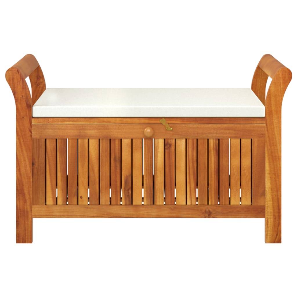 Helloshop26 - Banc de jardin meuble de patio d'extérieur terrasse de rangement de jardin avec coussin 91 cm bois d'acacia - Imagen 1