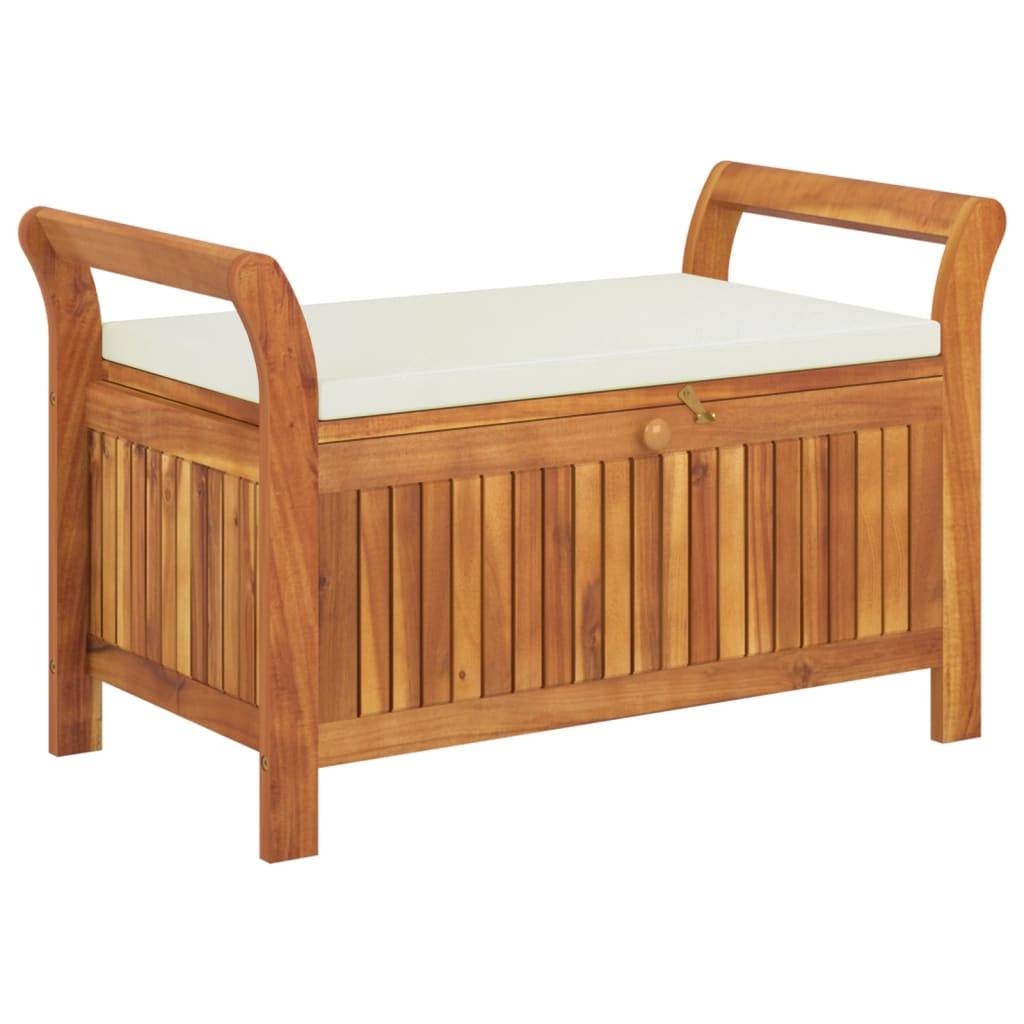 Helloshop26 - Banc de jardin meuble de patio d'extérieur terrasse de rangement de jardin avec coussin 91 cm bois d'acacia - Imagen 2