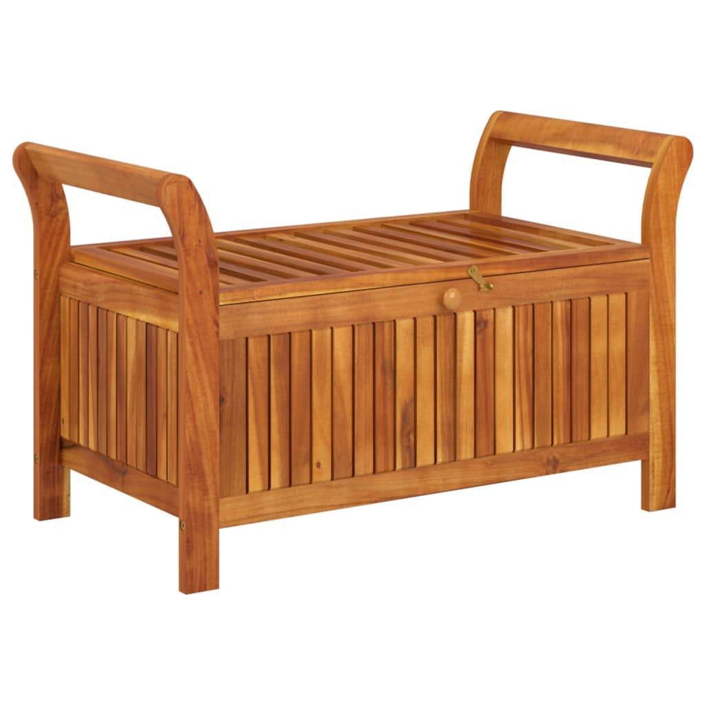Helloshop26 - Banc de jardin meuble de patio d'extérieur terrasse de rangement de jardin avec coussin 91 cm bois d'acacia - Imagen 3