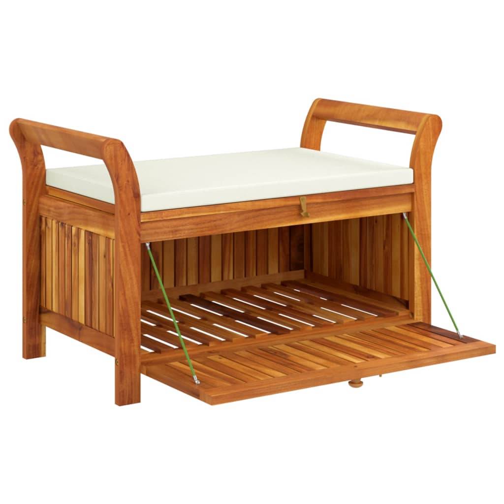 Helloshop26 - Banc de jardin meuble de patio d'extérieur terrasse de rangement de jardin avec coussin 91 cm bois d'acacia - Imagen 4