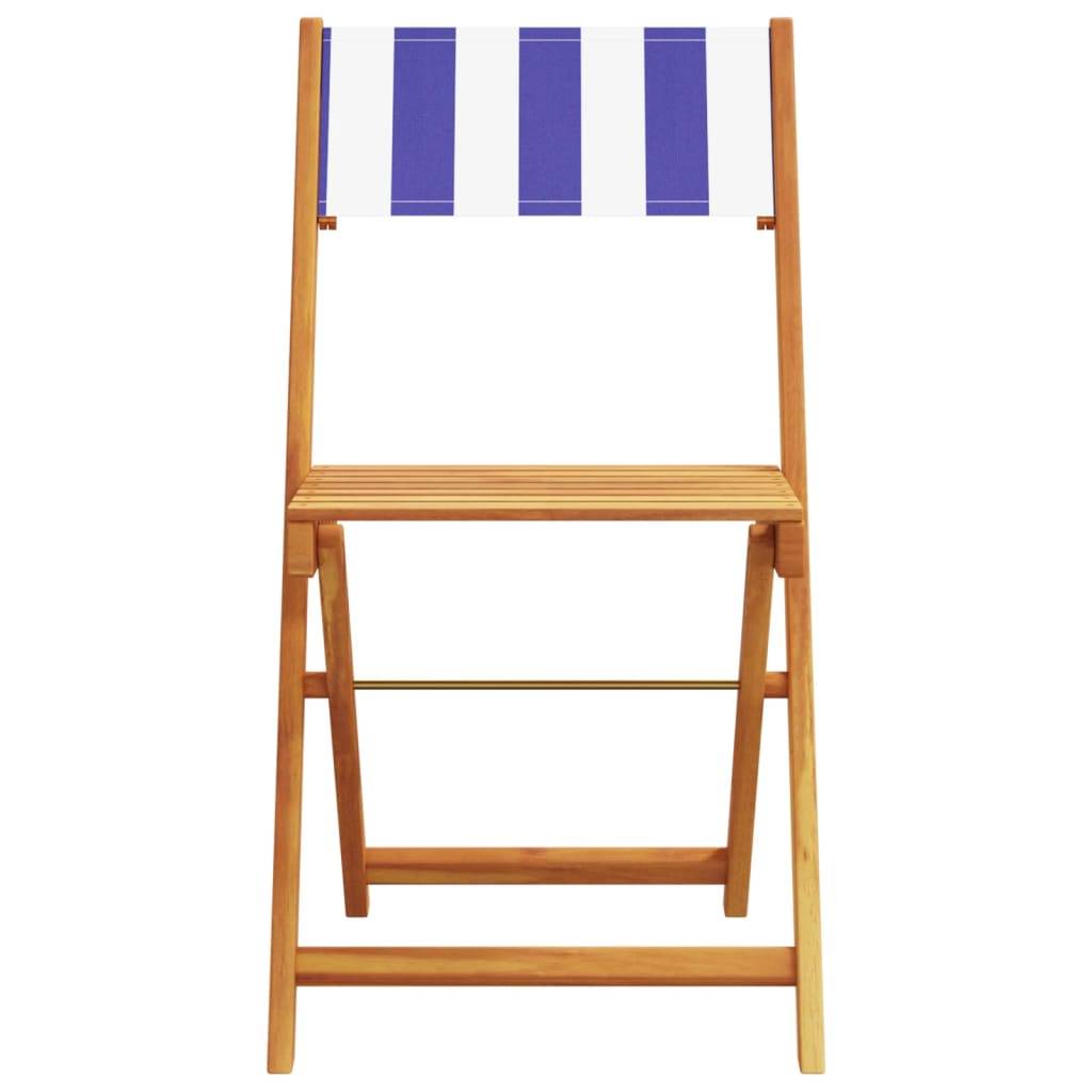 Maison Chic - Ensemble 3 pcs de bistro - Salon De Jardin - Mobilier extérieur bleu et blanc tissu et bois massif MI608 - Image 4