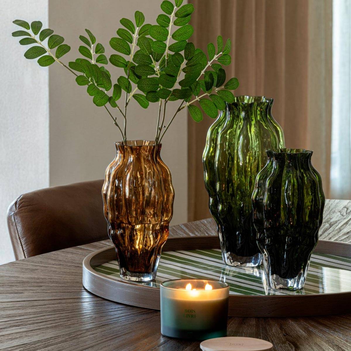 J-Line - Vase Design en Verre "Pod" 24cm Vert - Image 3