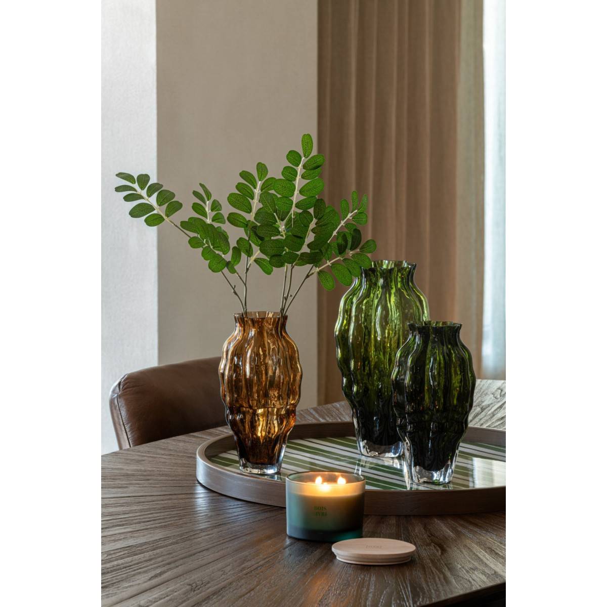 J-Line - Vase Design en Verre "Pod" 24cm Vert - Image 5