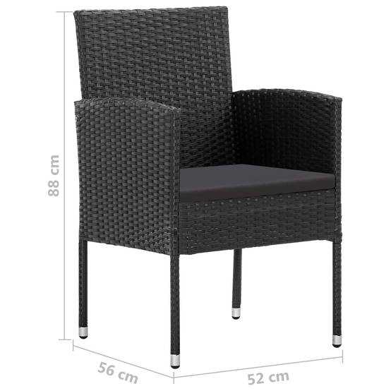 PANGIVO - Chaises de jardin coussins noir lot de 4 52 x 56 x 88 cm résine tressée - PANGIVO - Image 7