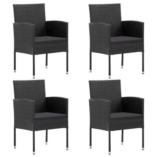 PANGIVO - Chaises de jardin coussins noir lot de 4 52 x 56 x 88 cm résine tressée - PANGIVO - Image 1