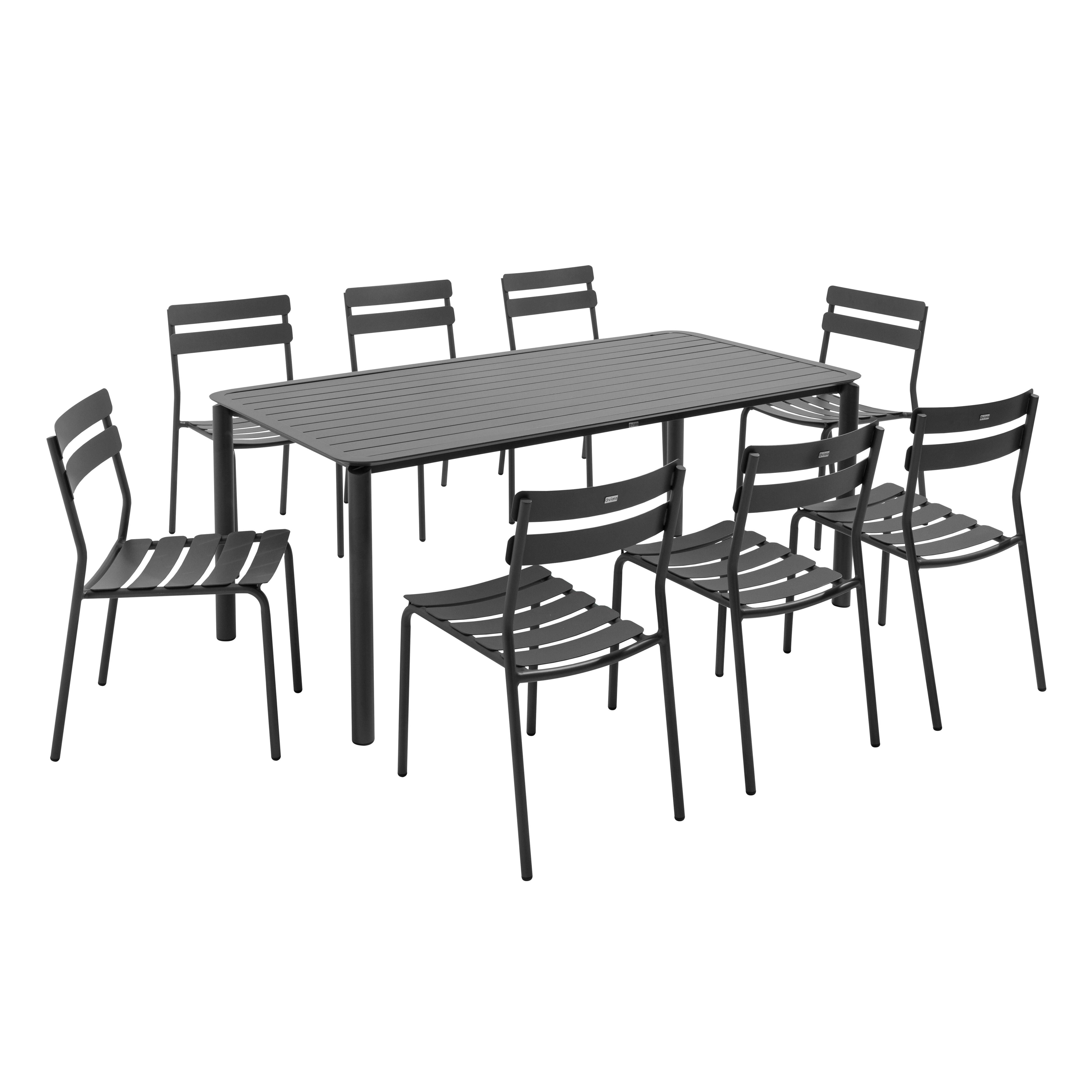 Oviala - Ensemble table de jardin et 8 chaises noir Almada - Oviala - Imagen 1