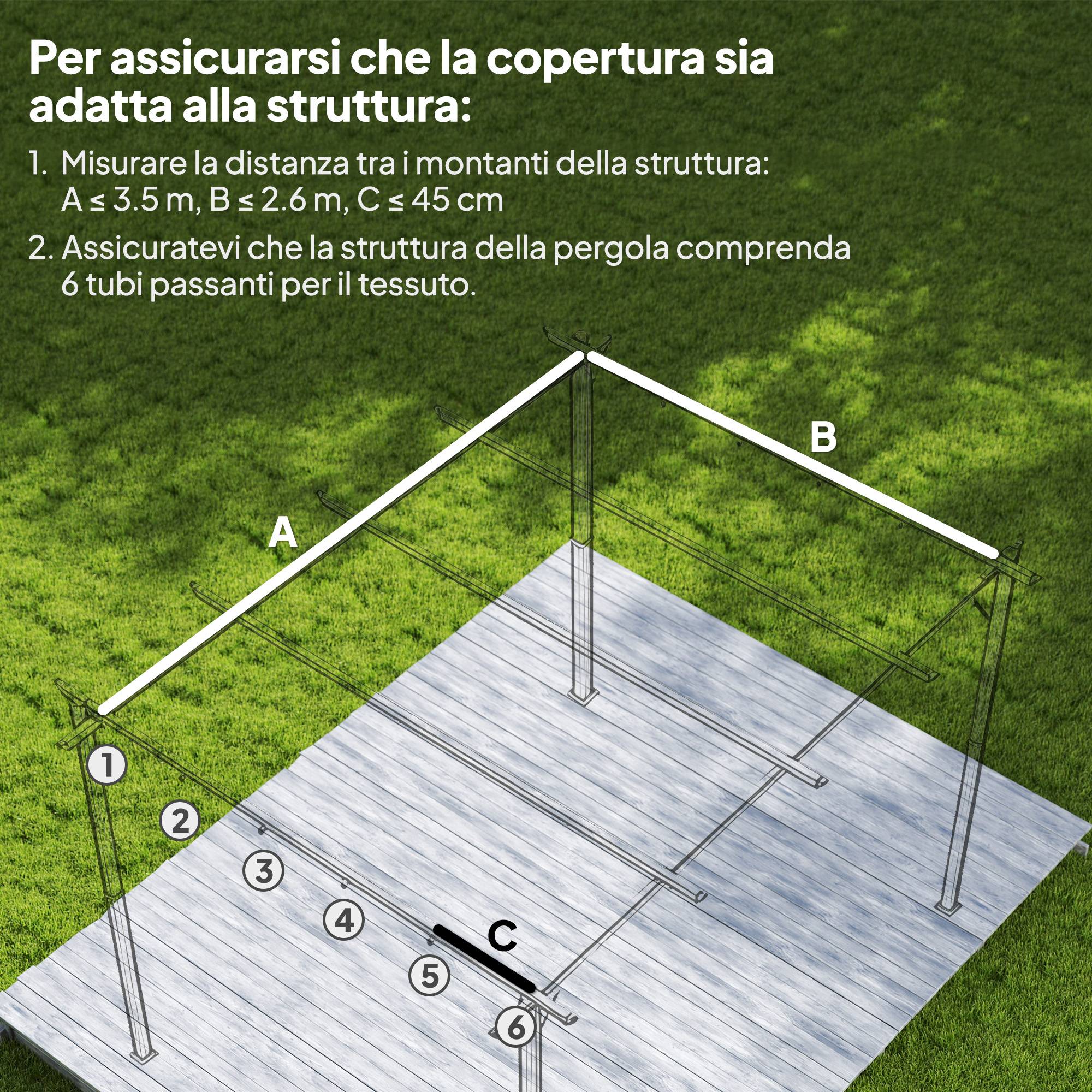 Toile pergola gazebo 4x3m polyester respirant beige 10 trous drainage - Image 6