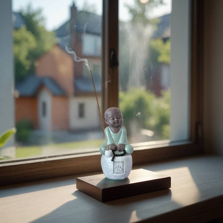 Zen Light - Statue Bouddha Porte-Encens Progression - Bonze Sérénité-Ambiance Zen-Fabrication Artisanale -H14cm–Zen'Light - Image 10