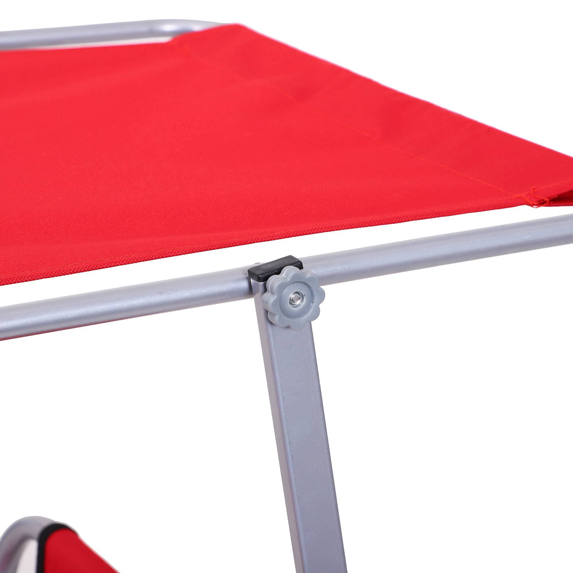 Transat pliant rouge avec auvent, chaise longue de jardin dossier réglable 4 positions, résistant intempéries, 120 kg - Image 10