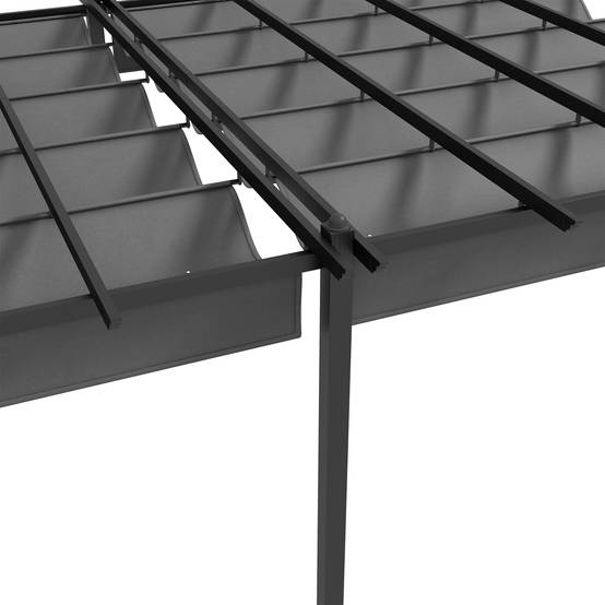 Pergola rétractable aluminium pour terrasse aménagement extérieur 597x358cm Gris foncé - ComfortXL Outdoor Living - Image 10