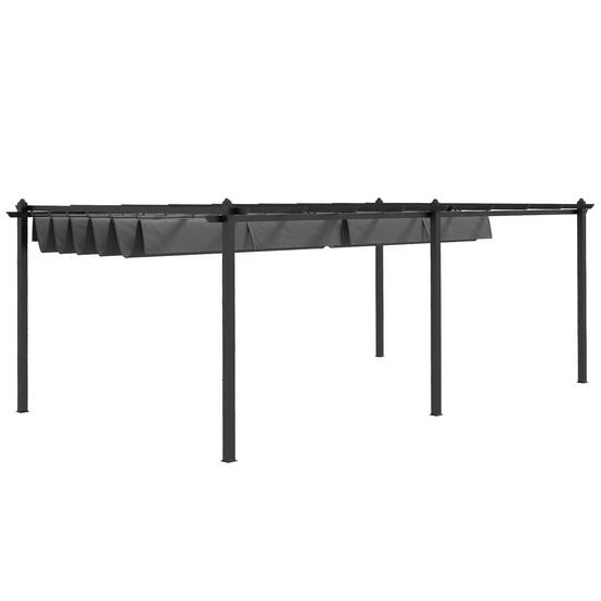 Pergola rétractable aluminium pour terrasse aménagement extérieur 597x358cm Gris foncé - ComfortXL Outdoor Living - Image 2
