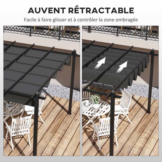 Pergola rétractable aluminium pour terrasse aménagement extérieur 597x358cm Gris foncé - ComfortXL Outdoor Living - Image 6