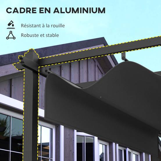 Pergola rétractable aluminium pour terrasse aménagement extérieur 597x358cm Gris foncé - ComfortXL Outdoor Living - Image 7