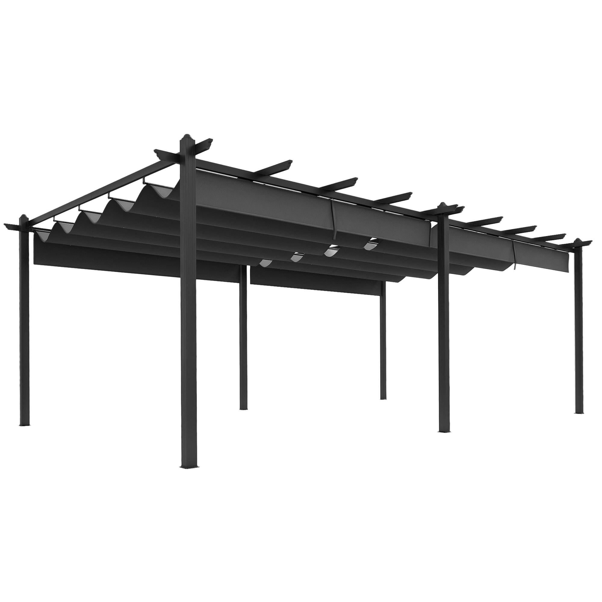 Pergola rétractable aluminium pour terrasse aménagement extérieur 597x358cm Gris foncé - ComfortXL Outdoor Living - Image 1