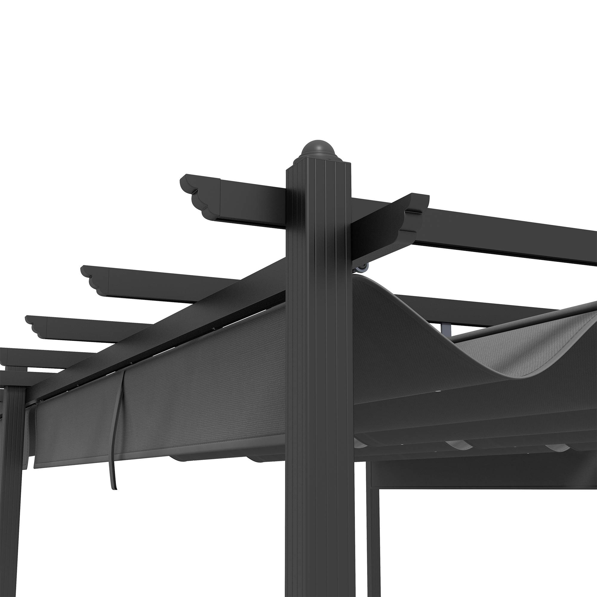 Pergola rétractable aluminium pour terrasse aménagement extérieur 597x358cm Gris foncé - ComfortXL Outdoor Living - Image 9