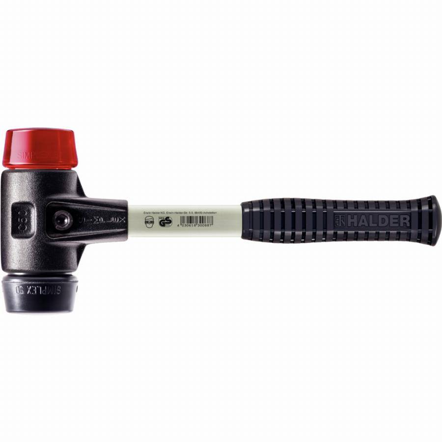 Maillet HALDER SIMPLEX Caoutchouc chargé / plastique avec boîtier en fonte malléable renforcée et manche en fibre de verre - D=40 mm - 3726.040