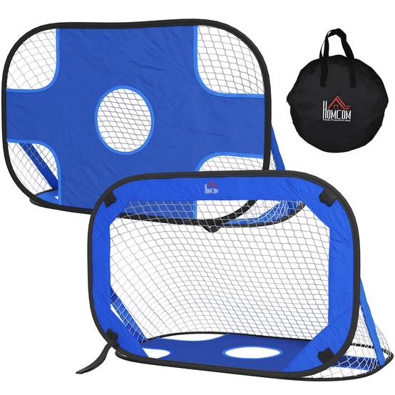 Buts de football, but pliable, filet de football portable, lot de 2 mini buts, mobile avec sac de transport, pliable, bleu, 123 x 80 x 80 cm - Image 2