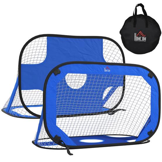 Buts de football, but pliable, filet de football portable, lot de 2 mini buts, mobile avec sac de transport, pliable, bleu, 123 x 80 x 80 cm - Image 1