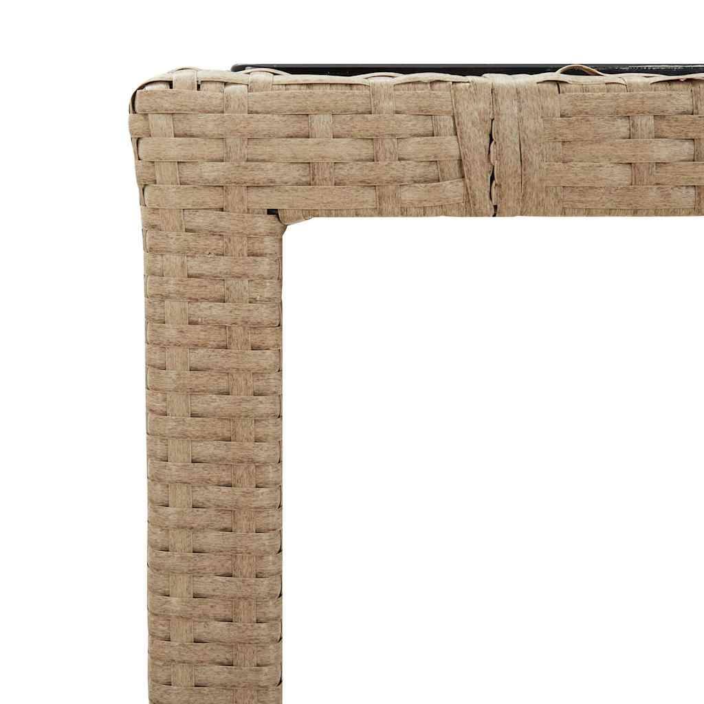 PANGIVO - Table de jardin verre trempé et résine tressée beige 90 x 90 x 75 cm - PANGIVO - Image 5