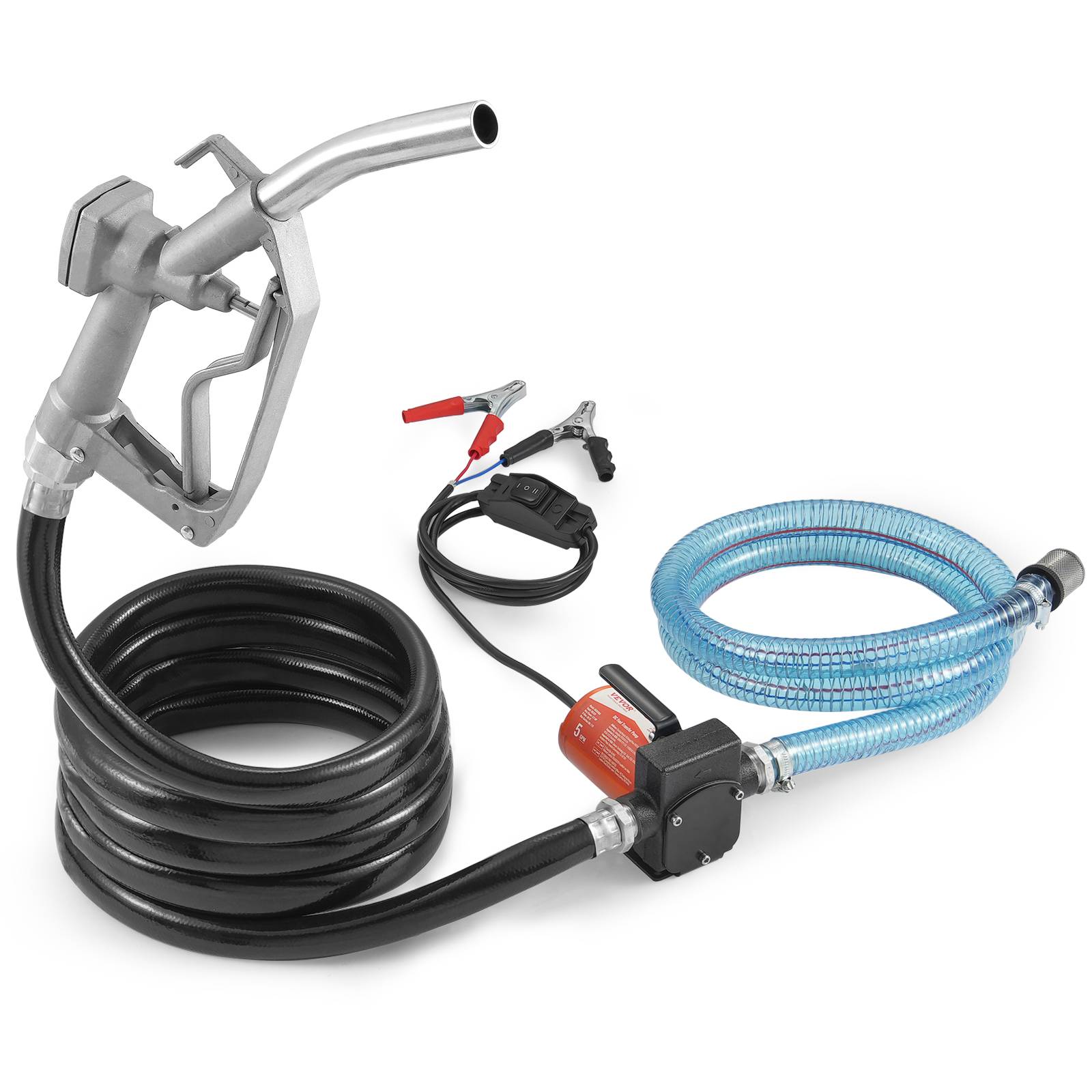 Vevor - VEVOR Pompe de transfert 12V, 5.3 GPM, 1/10 HP, portable, buse auto-arrêt, multi-carburants.