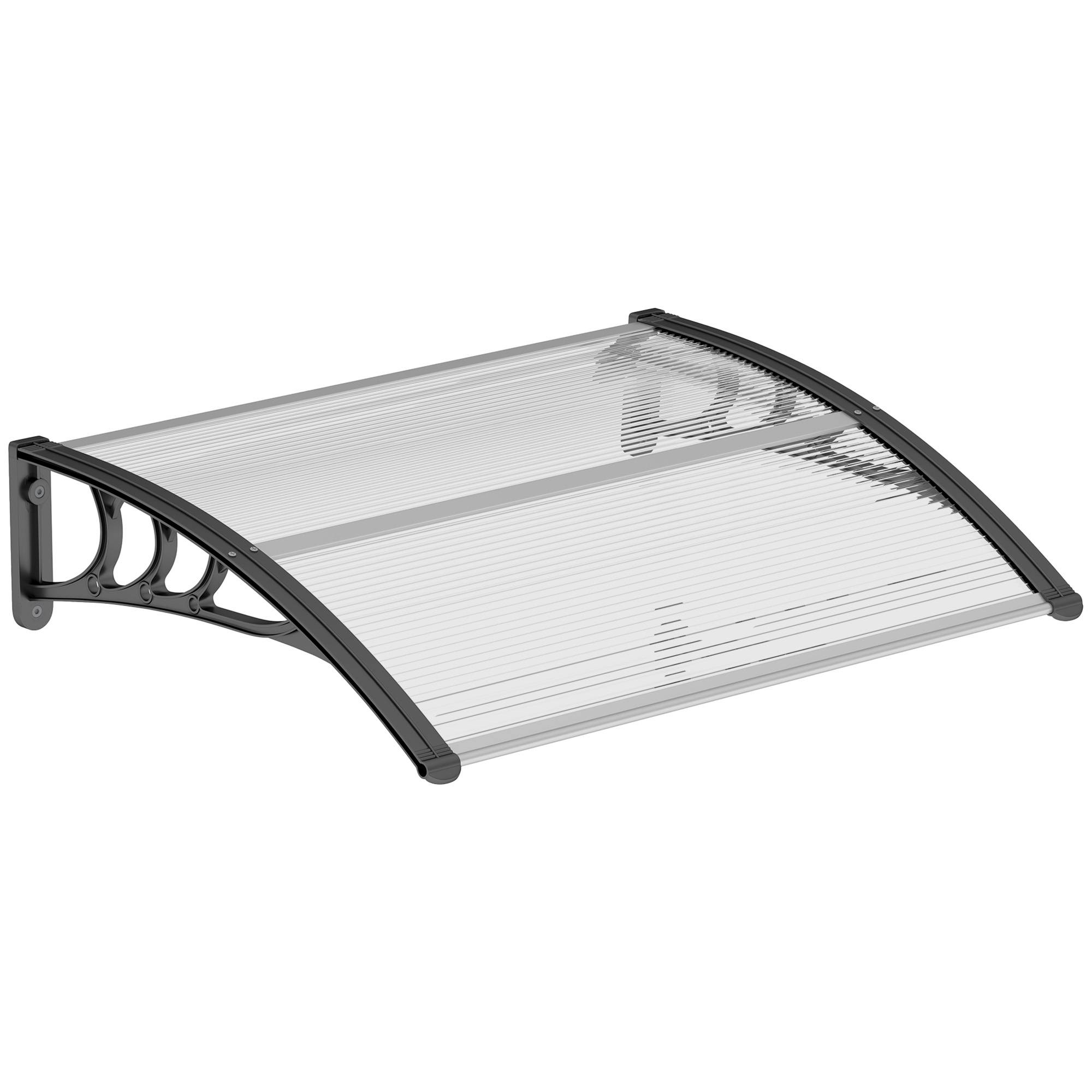 Auvent porte 100x75 cm,polycarbonate/alu,anti-pluie/UV,transparent - Image 2