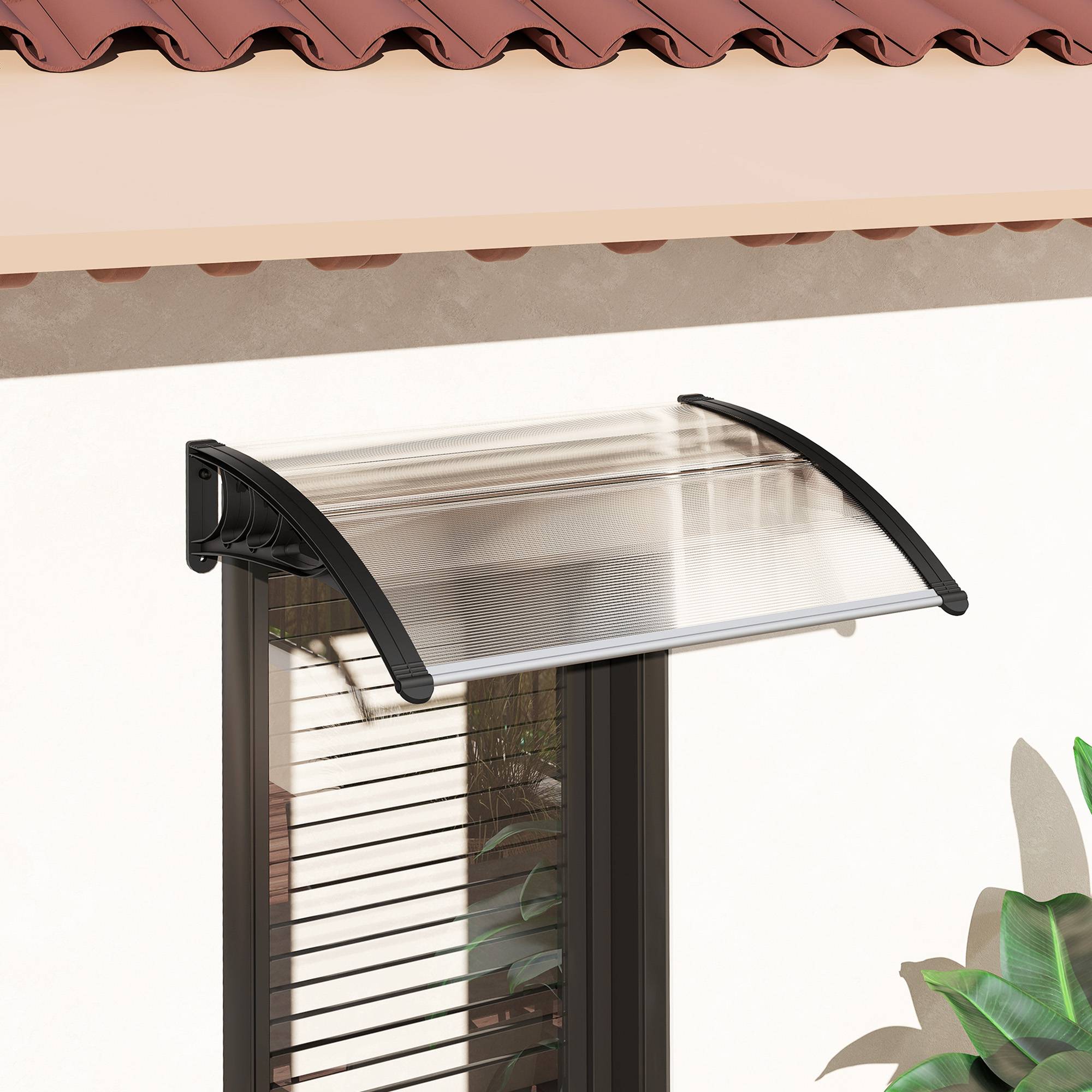 Auvent porte 100x75 cm,polycarbonate/alu,anti-pluie/UV,transparent - Image 10