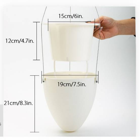 Lot de 2 pots suspendus auto-arrosants - Ø19 cm - Décoration murale intérieur/extérieur - Living123 - Image 5